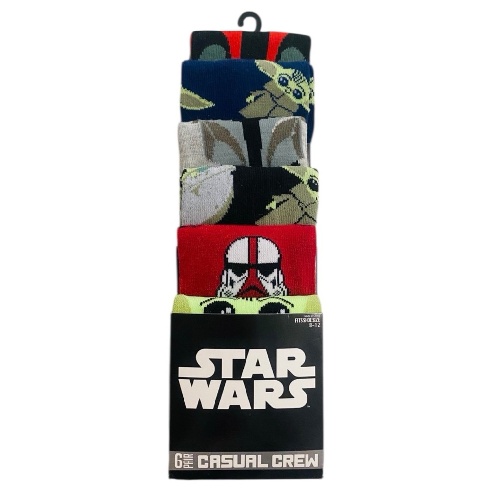 NWT Star Wars Unisex Casual Crew Socks - 6 Multi-Color Pair Size 8-12